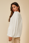 Oversized Top with Frilled Front in White
