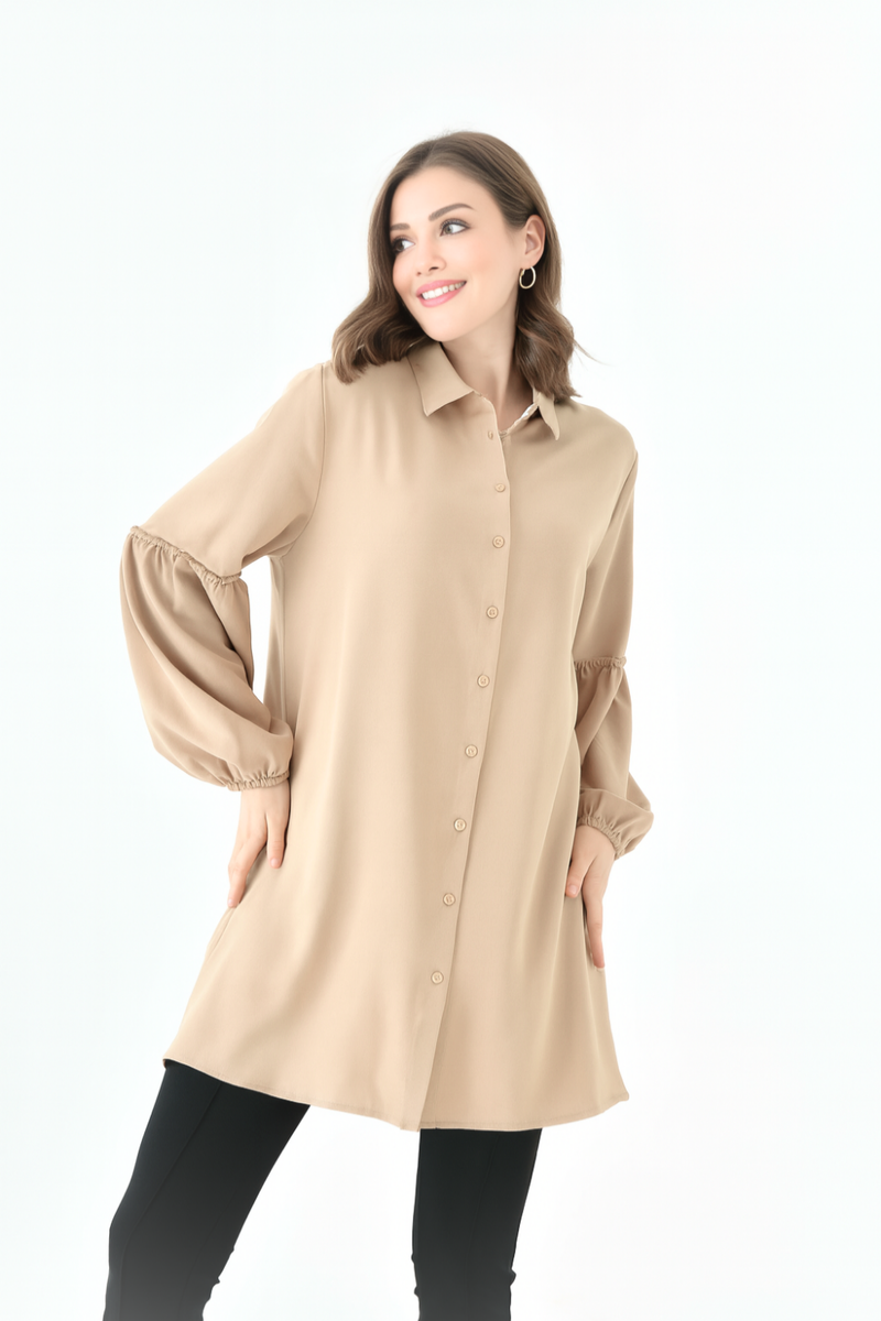 Oversized Balloon Sleeves Shirt Tunic