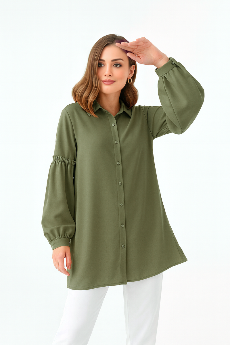 Oversized Balloon Sleeves Shirt Tunic