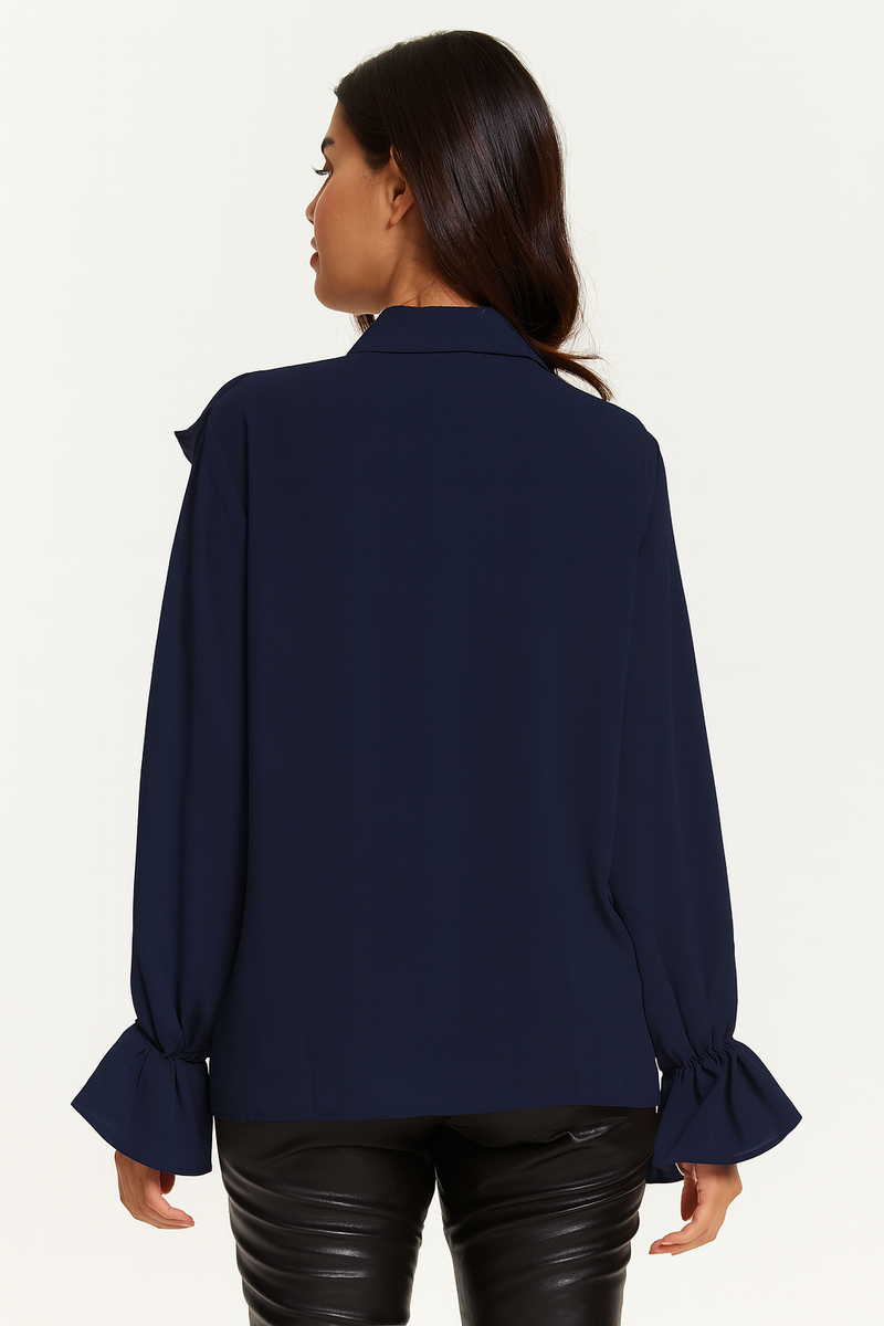 Oversized Frilled Front Shirt with Detailed Cuffs