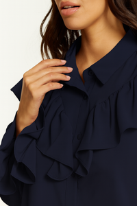 Oversized Frilled Front Shirt with Detailed Cuffs