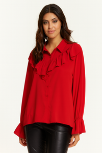 Oversized Frilled Front Shirt with Detailed Cuffs