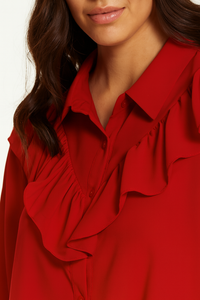 Oversized Frilled Front Shirt with Detailed Cuffs