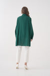 Relaxed Fit Long Sleeves Button and Ruffle Detail Tunic in Green
