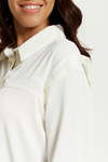 Relaxed Fit Shoulder Detailed Long Sleeves Shirt in White