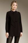 Oversized Detailed Front Long Sleeves Blouse in Black