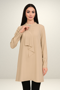 Relaxed Fit Long Sleeves Brooch Detailed Tunic