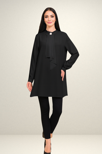 Relaxed Fit Long Sleeves Brooch Detailed Tunic