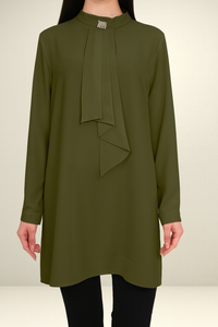 Relaxed Fit Long Sleeves Brooch Detailed Tunic