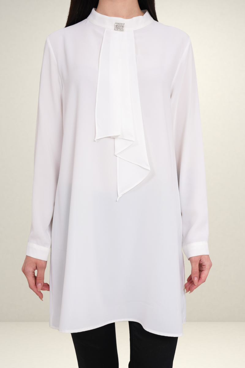 Relaxed Fit Long Sleeves Brooch Detailed Tunic