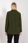 Oversized Long Sleeves Blouse with Brooch Details in Khaki
