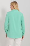 Oversized Long Sleeves Blouse with Brooch Details in Mint