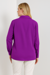 Oversized Long Sleeves Blouse with Brooch Details in Purple