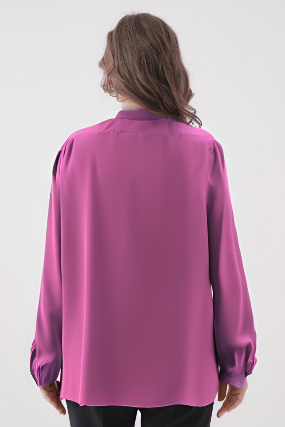 Oversized Long Sleeve with Ruffle Detail Blouse in Pink