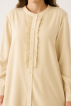 Oversized Long Sleeve with Ruffle Detail Tunic in Beige