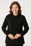 Oversized Long Sleeve with Ruffle Detail Tunic in Black
