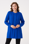 Oversized Long Sleeve with Ruffle Detail Tunic in Royal Blue