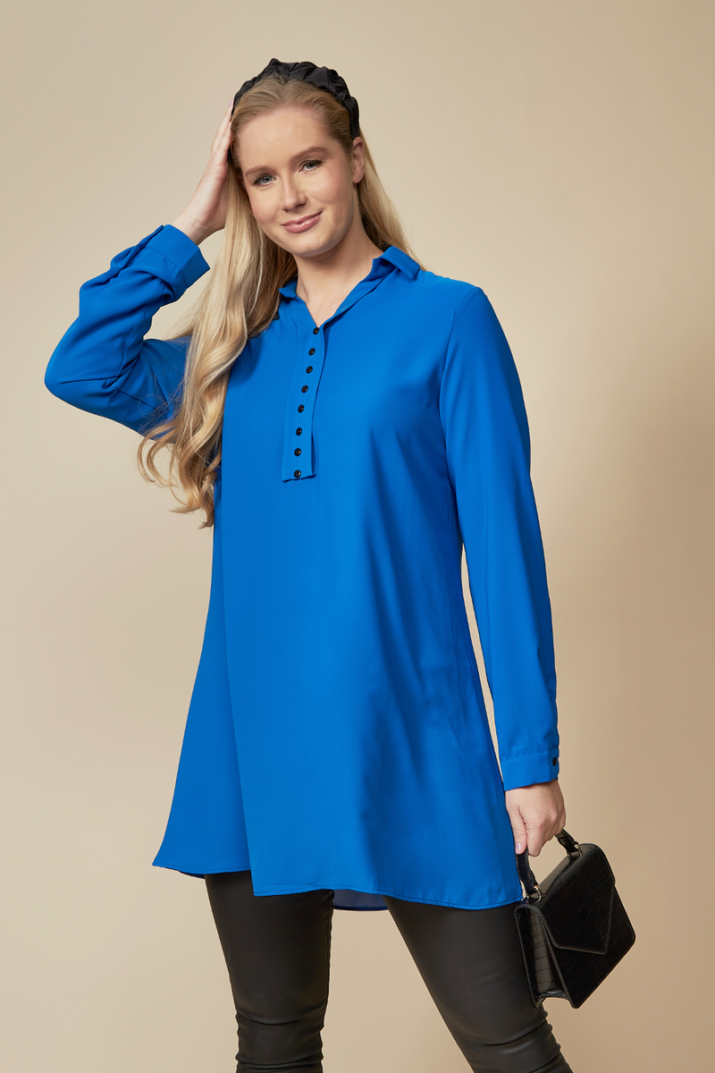 Tunic Shirt with Button Details in Blue