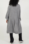 Oversized Long Sleeves Midi Knitted Cardigan with Pocket Details in Grey