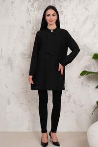 Oversized Long Sleeves Brooch Detailed Tunic