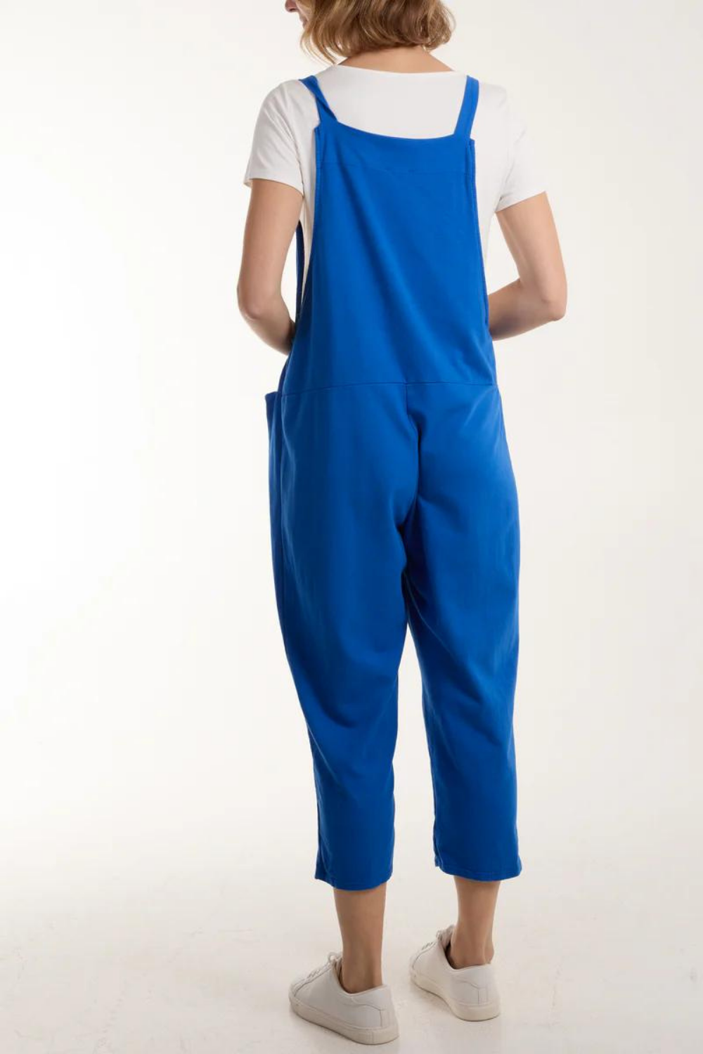 Oversized Bow Detailed Plain Dungarees in Royal Blue