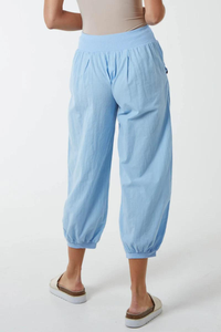 Relaxed Fit Button Detailed Trousers in Light Blue