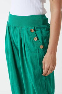 Relaxed Fit Button Detailed Trousers in Jade