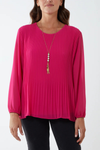 Oversized Long Sleeves Pleated Top in Pink