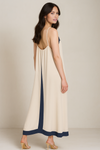 Relaxed Fit Cami Midi Dress in Beige and Navy