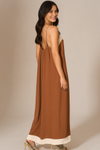 Relaxed Fit Cami Midi Dress in Brown and Beige