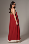 Relaxed Fit Cami Midi Dress in Burgundy and Beige
