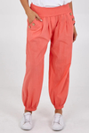 Relaxed Fit Button Detailed Trousers in Coral