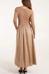 Relaxed Fit Long Sleeves Maxi Dress in Beige