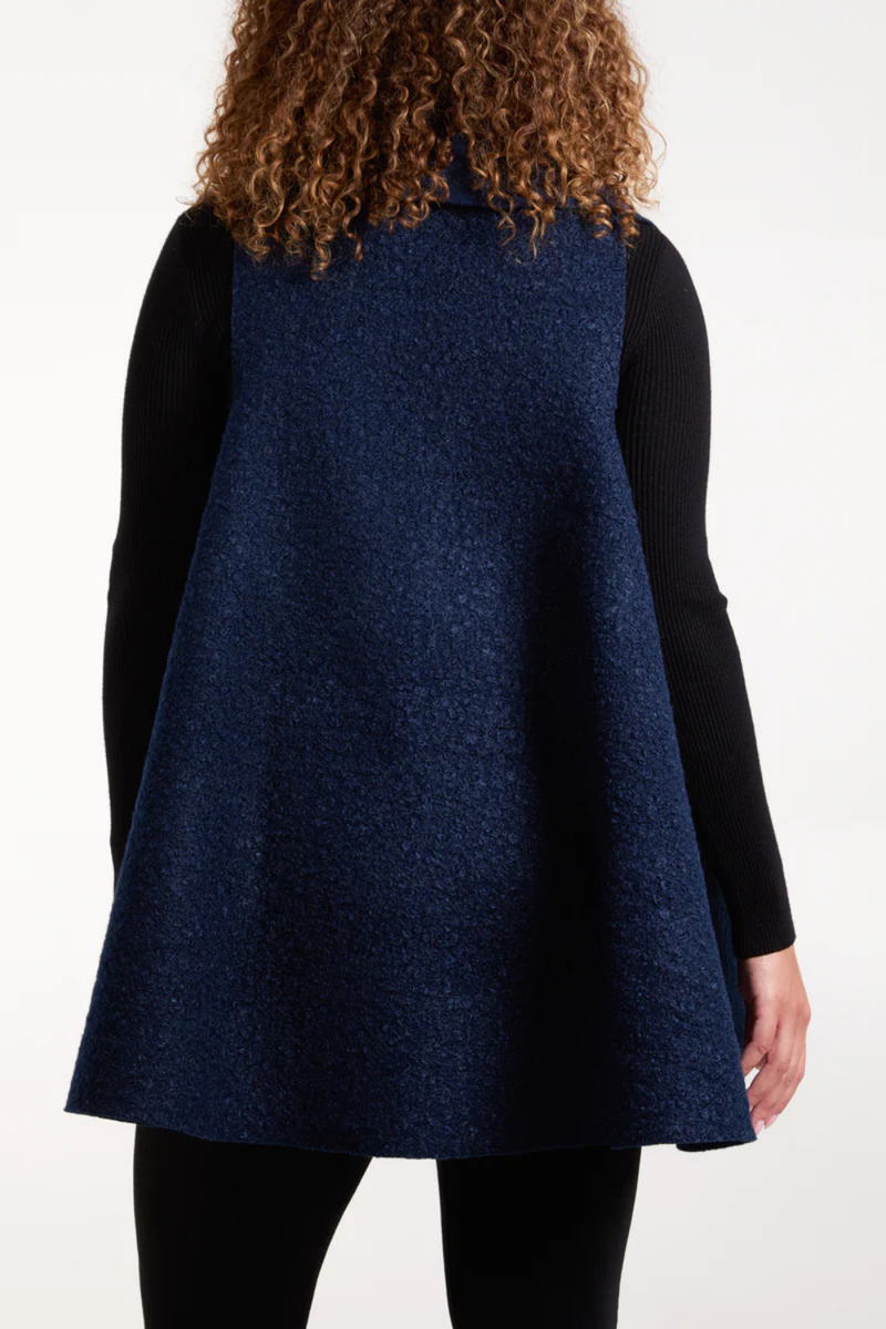 Relaxed Fit Sleeveless Coat in Navy