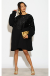 Long Sleeves Oversized Sweatshirt with Sequin in Black