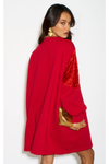 Long Sleeves Oversized Sweatshirt with Sequin in Red
