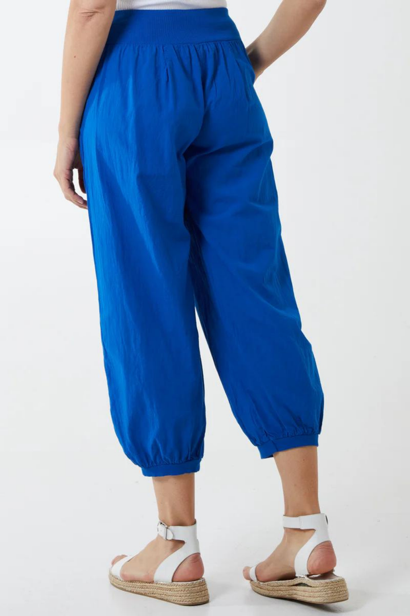 Relaxed Fit Button Detailed Trousers in Royal Blue