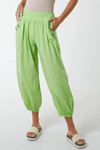 Relaxed Fit Button Detailed Trousers in Lime