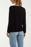 Relaxed Fit Long Sleeves Star Jumper in Black