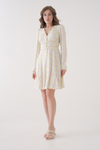 Relaxed Fit Pastel Floral Button-Front Long Sleeve Mini Dress