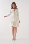 Relaxed Fit Pastel Floral Button-Front Long Sleeve Mini Dress