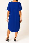 Relaxed Fit V-Neck Batwing Sleeve Midi Dress Kaftan Style in Royal Blue