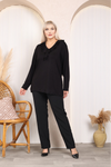 Relaxed Fit Long Sleeve Elegant Blouse with Ruffle Neckline