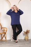 Relaxed Fit Long Sleeve Elegant Blouse with Ruffle Neckline