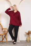 Relaxed Fit Long Sleeve Elegant Blouse with Ruffle Neckline