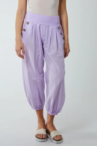 Relaxed Fit Button Detailed Trousers in Lilac