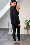 Oversized V Neck Long Sleeves Blouse in Black
