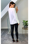 Oversized V Neck Long Sleeves Blouse in White