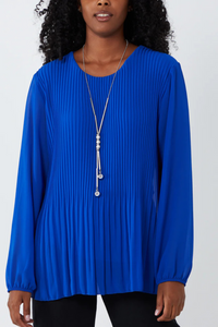 Oversized Long Sleeves Pleated Top in Royal Blue