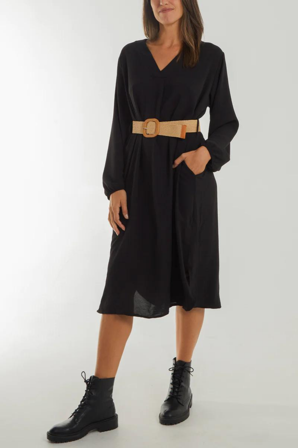 Long sleeve hotsell loose black dress